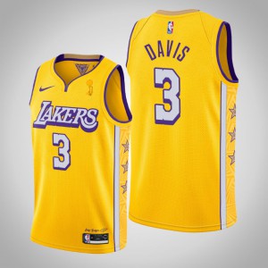 Anthony Davis Los Angeles Lakers City Men's #3 2020 NBA Finals Champions Jersey - Gold 638553-278
