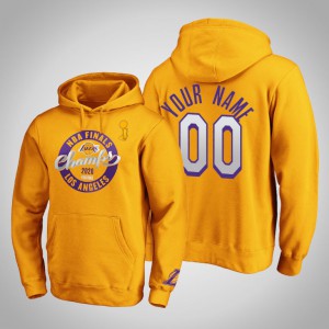 Custom Los Angeles Lakers Zone Laces Pullover Men's #00 2020 NBA Finals Champions Hoodie - Gold 321151-742