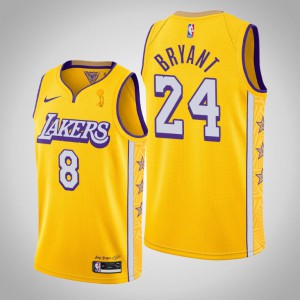 Kobe Bryant Los Angeles Lakers City Dual Number Men's #24 2020 NBA Finals Champions Jersey - Gold 394077-809