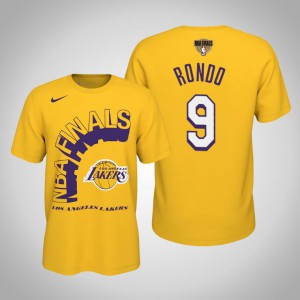 Rajon Rondo Los Angeles Lakers Men's #9 2020 NBA Finals Bound T-Shirt - Gold 337207-841