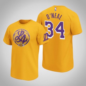 Shaquille O'Neal Los Angeles Lakers Hometown Graphic Men's #34 Iconic T-Shirt - Gold 773630-380