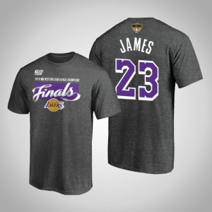 LeBron James Los Angeles Lakers Locker Room Men's #23 2020 NBA Finals Bound T-Shirt - Heather Charcoal 672852-715