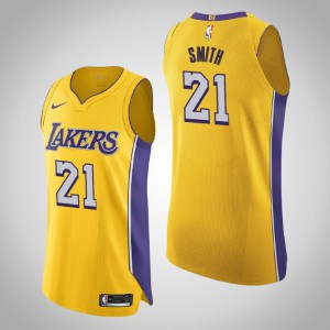 J.R. Smith Los Angeles Lakers Authentic Men's #21 Icon Jersey - Yellow 127972-218
