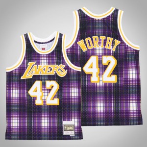 James Worthy Los Angeles Lakers Swingman Hardwood Classics jersey Men's #42 Private School Jersey - Purple 254862-552