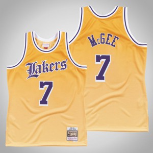JaVale McGee Los Angeles Lakers 1984-85 Faded Men's #7 Old English Jersey - Yellow 113835-727