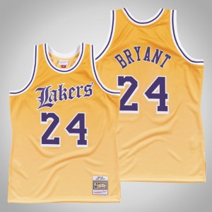 Kobe Bryant Los Angeles Lakers 1984-85 Faded Men's #24 Old English Jersey - Yellow 498477-821