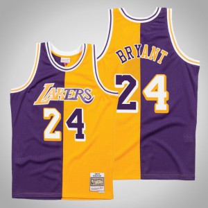 Kobe Bryant Los Angeles Lakers 1996-97 Hardwood Classics Men's #24 Split Jersey - Purple Gold 535820-436