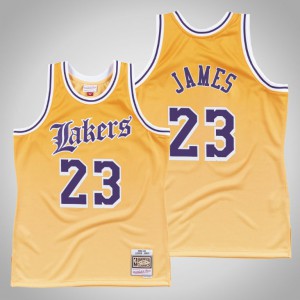 LeBron James Los Angeles Lakers 1984-85 Faded Men's #23 Old English Jersey - Yellow 278150-423