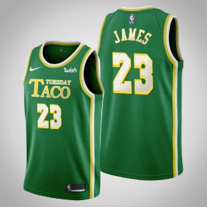 LeBron James Los Angeles Lakers Men's #23 2020 Taco Tuesday Jersey - Green 339156-573