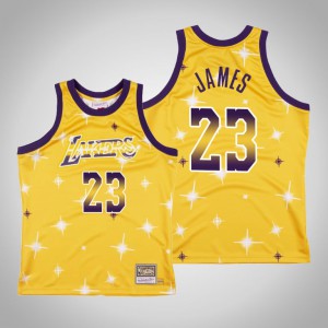 LeBron James Los Angeles Lakers Swingman Mitchell & Ness Classic Men's #23 Airbrush Knit Jersey - Gold 493813-652
