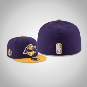 Los Angeles Lakers Side Patch Two-Tone 59FIFTY Fitted Men's 2020 NBA Finals Champions Hat - Purple Gold 139813-541