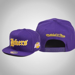 Los Angeles Lakers Faded Snapback Men's Old English Hat - Purple 161719-121