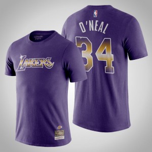 Shaquille O'Neal Los Angeles Lakers Men's #34 Airbrush T-Shirt - Purple 217996-695