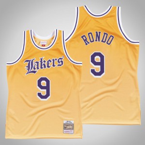 Rajon Rondo Los Angeles Lakers 1984-85 Faded Men's #9 Old English Jersey - Yellow 440117-636