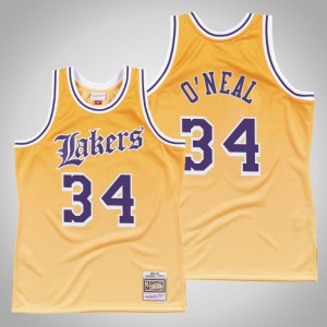 Shaquille O'Neal Los Angeles Lakers 1984-85 Faded Men's #34 Old English Jersey - Yellow 837969-327