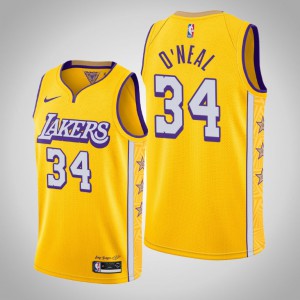 Shaquille O'Neal Los Angeles Lakers 2019-20 Men's #34 City Jersey - Gold 378678-632