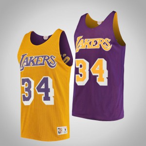 Shaquille O'Neal Los Angeles Lakers Mitchell & Ness Reversible Men's #34 Hardwood Classics Tank Top - Gold 501573-541