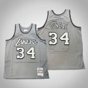 Shaquille O'Neal Los Angeles Lakers Hardwood Classics Throwback Men's #34 Metal Works Jersey - Gray 320282-883