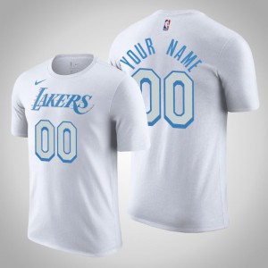 Custom Los Angeles Lakers 2020-21 Men's #00 City T-Shirt - White 459134-793