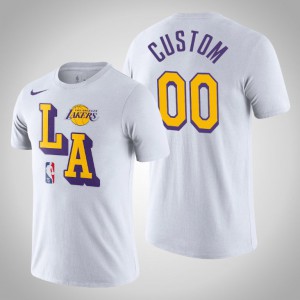Custom Los Angeles Lakers Courtside Block Men's #00 Classic Edition T-Shirt - White 550480-148
