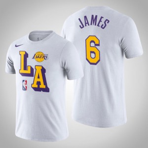 LeBron James Los Angeles Lakers Courtside Block Men's #6 Classic Edition T-Shirt - White 147588-508