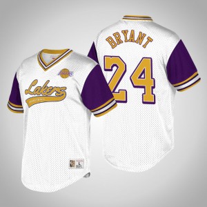 Kobe Bryant Los Angeles Lakers V-Neck Men's #24 Top Prospect T-Shirt - White Purple 966591-344