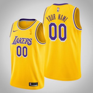 Custom Los Angeles Lakers Icon Men's #00 2020 NBA Finals Champions Jersey - Yellow 852165-382