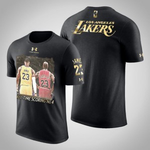 LeBron James Los Angeles Lakers Silhouette vs Jordan Men's #23 All-Time Scoring No.4 T-Shirt - Black 519733-753