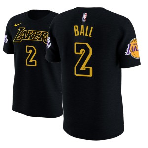 Lonzo Ball Los Angeles Lakers Edition Name & Number Player Men's #2 City T-Shirt - Black 158504-812
