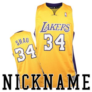 Shaquille O'Neal Los Angeles Lakers SHAQ Throwback Men's #34 Nickname Jersey - Gold 903812-881
