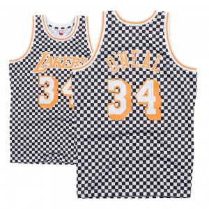 Shaquille O'Neal Los Angeles Lakers Fashion Swingman Men's #34 Checkerboard Jersey - Black 804448-899