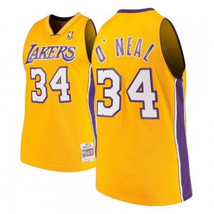 Shaquille O'Neal Los Angeles Lakers Mitchell & Ness 1999-00 Swingman Men's #34 Hardwood Classics Jersey - Gold 208552-997