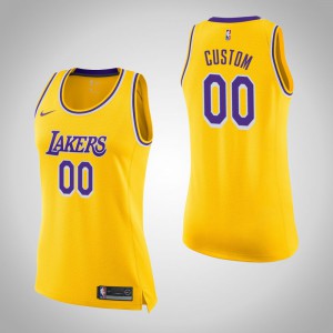 Custom Los Angeles Lakers 2018-19 Season Swingman Women's #00 Icon Jersey - Gold 816242-912