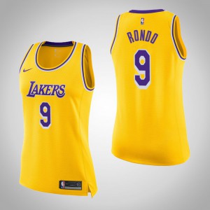 Rajon Rondo Los Angeles Lakers 2018-19 Season Swingman Women's #9 Icon Jersey - Gold 204564-724