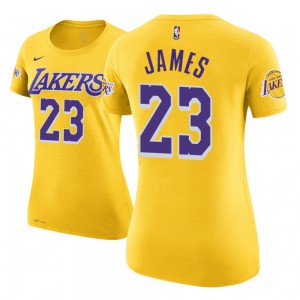 LeBron James Los Angeles Lakers Edition Name & Number Women's #23 Icon T-Shirt - Gold 262663-106