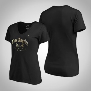 Los Angeles Lakers Dos Angeles V-Neck Women's 2020 Dual Champions T-Shirt - Black 132453-353