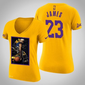 LeBron James Los Angeles Lakers Showtime Women's #23 Art Print T-Shirt - Gold 266910-807