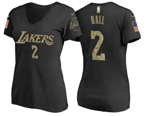 Lonzo Ball Los Angeles Lakers USA Flag USA Flag Women's #2 Name & Number T-Shirt - Camo 980053-725