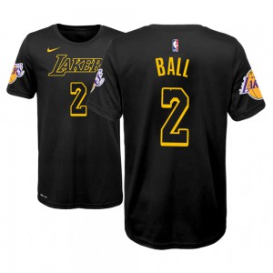 Lonzo Ball Los Angeles Lakers 2018-19 Edition Name & Number Youth #2 City T-Shirt - Black 827095-436