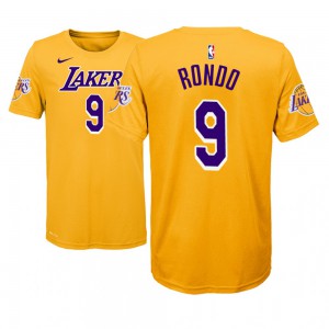 Rajon Rondo Los Angeles Lakers 2018-19 Edition Name & Number Youth #9 Icon T-Shirt - Gold 241429-490